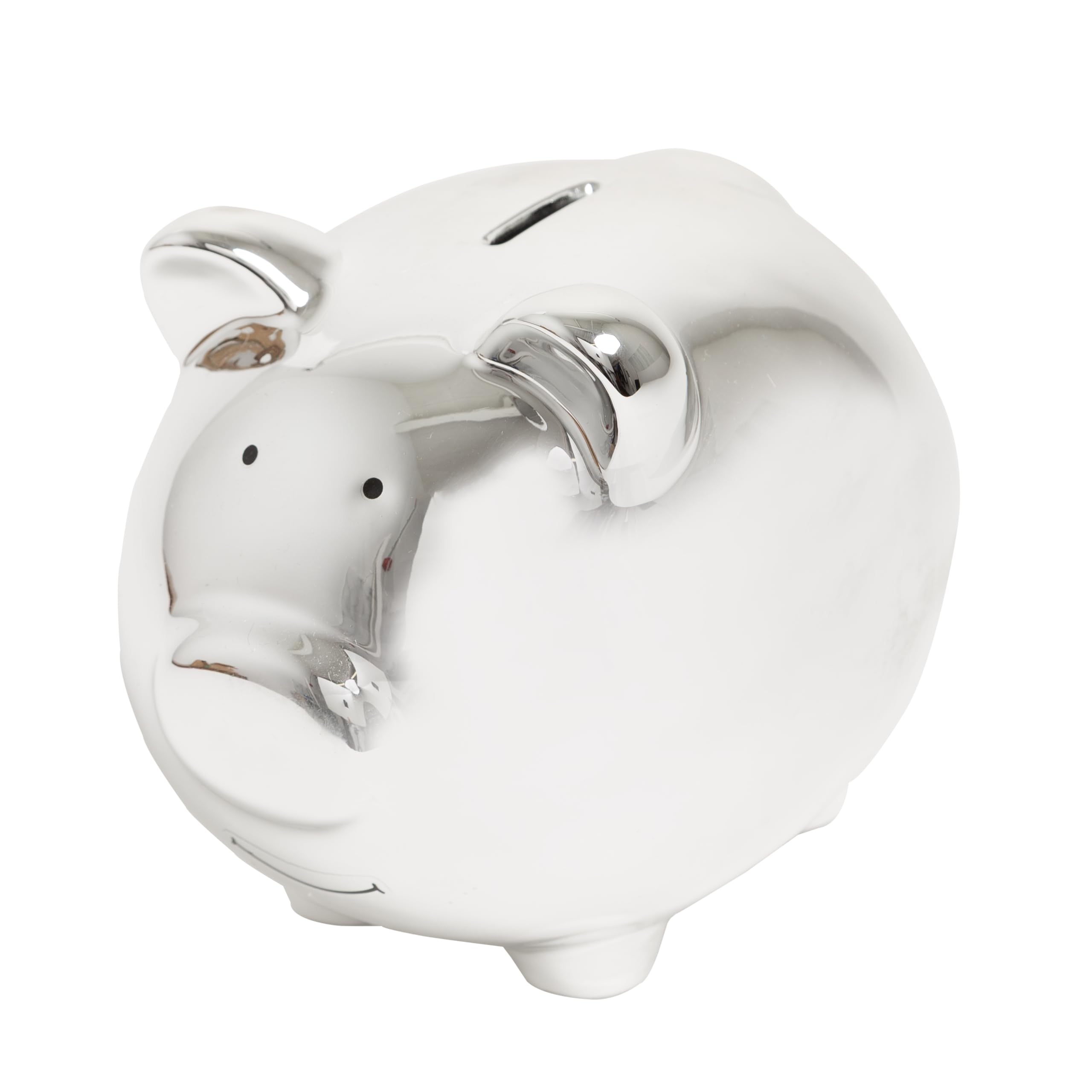 Amazon.com: Kate & Milo Piggy Bank, Silver, Ceramic Piggy Bank